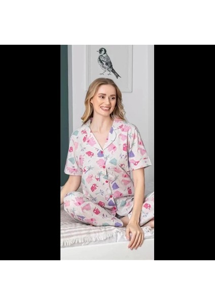 Freshness 107 Fil Desenli Patlı Kısa Kol Pijama Takımı