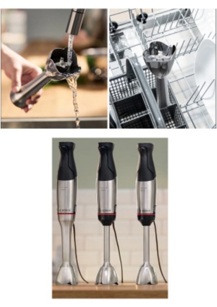 Güçlü 1200 W Paslanmaz Çelik El Blenderı, Ergonomik Tasarım, Şık Gri Renk