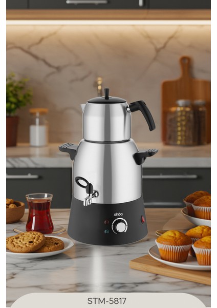 Elektrikli Çelik Semaver Çay Makinesi Beyaz 5817 modelleri