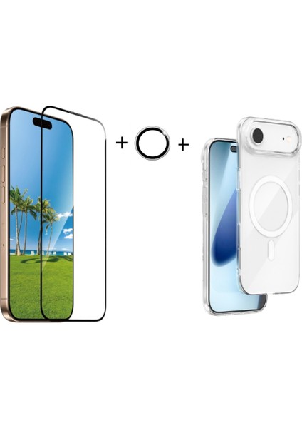 Iphone 17 Air Şeffaf Mika Magsafe Kılıf + Premium Esd Ekran Koruyucu + Kamera Koruyucu Gümüş