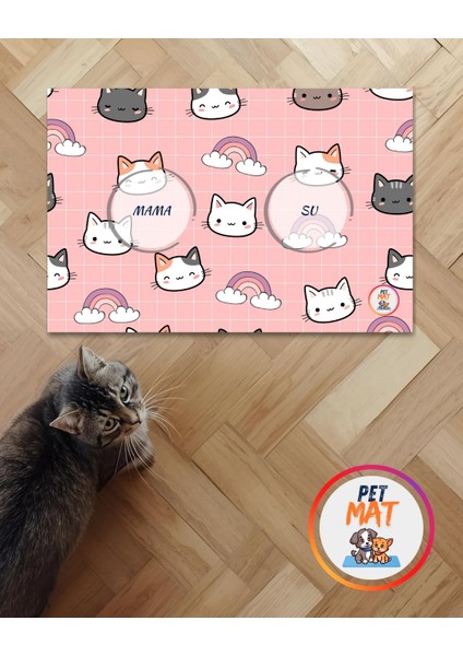 Petmat Kedi Mama Paspası , Kaymaz Taban , Yıkanabilir , Evcil Hayvan Paspası 019-P