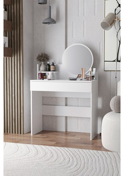 Harmony Tek Çekmeceli Makyaj Masası (Yuvarlak Aynalı) fiyatları