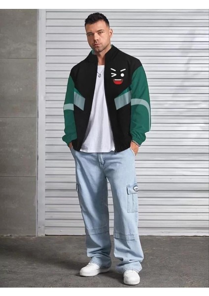 Unisex Uzun Kollu Paraşüt Kumaş Rüzgarlik - Siyah fiyatları