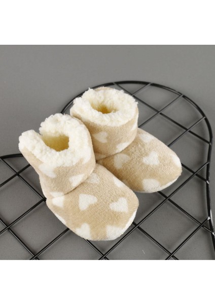 Kaydırmaz Tabanlı Kalp Baskılı Çocuk Bebek Panduf Unisex