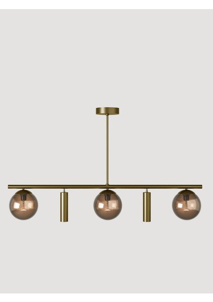 Siena Eskitme Metal Gövdeli 5’li Modern Avize–3 Bal Cam Küre ve 2 Spot Işıklı Dekoratif Aydınlatma fiyatları