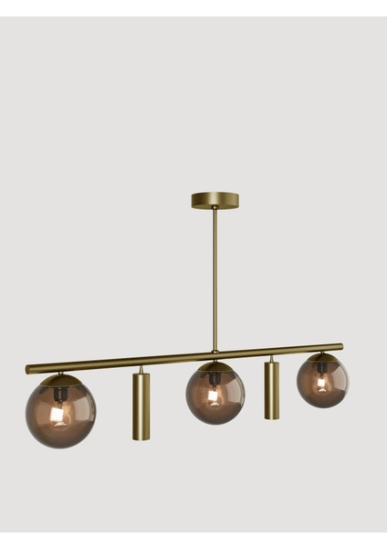 Siena Eskitme Metal Gövdeli 5’li Modern Avize–3 Bal Cam Küre ve 2 Spot Işıklı Dekoratif Aydınlatma modelleri