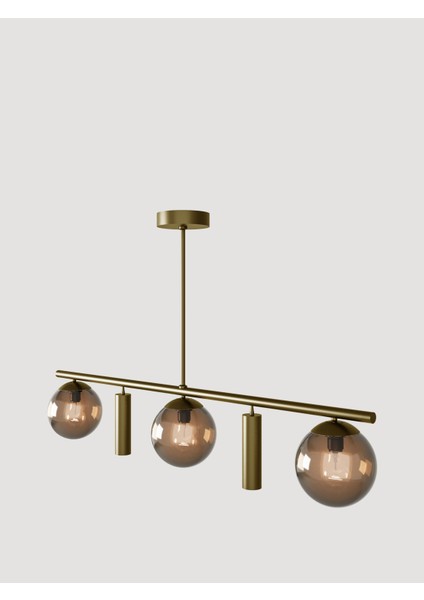 Siena Eskitme Metal Gövdeli 5’li Modern Avize–3 Bal Cam Küre ve 2 Spot Işıklı Dekoratif Aydınlatma fırsatları