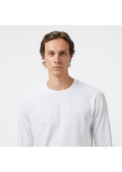 Erkek Beyaz Classic Fit Uzun Kollu T-Shirt V57007T.1BW fırsatları