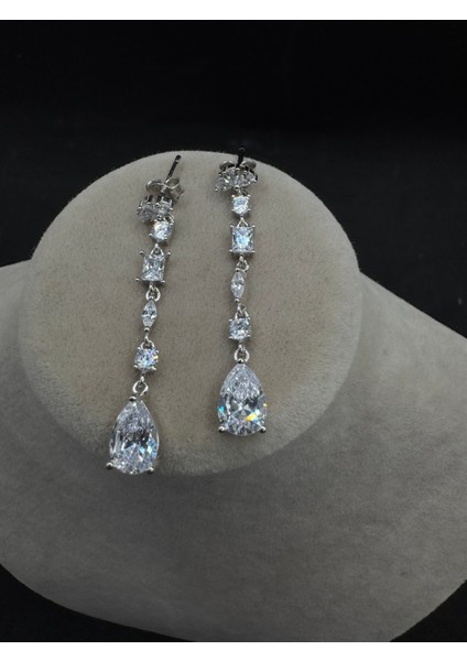 Damla Taş Sallantılı Uzun Gümüş Küpe fırsatları