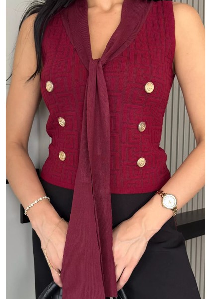 Ön Bağlamalı Triko Yelek P-00018222