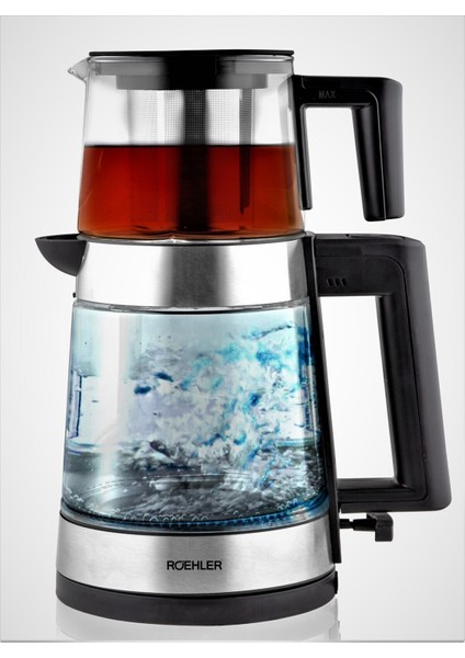 Cam LED Işıklı Çay Makinesi, Gri Renk, Şık ve Fonksiyonel Tasarım modelleri