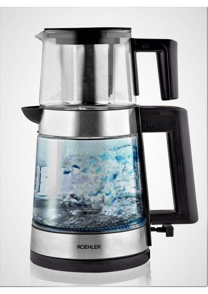 Cam LED Işıklı Çay Makinesi, Gri Renk, Şık ve Fonksiyonel Tasarım fırsatları