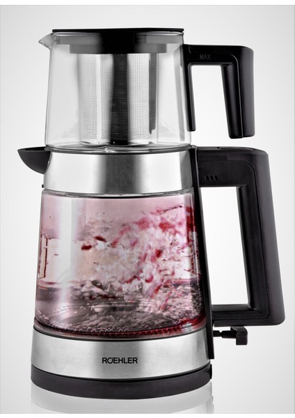 Cam LED Işıklı Çay Makinesi, Gri Renk, Şık ve Fonksiyonel Tasarım indirimleri