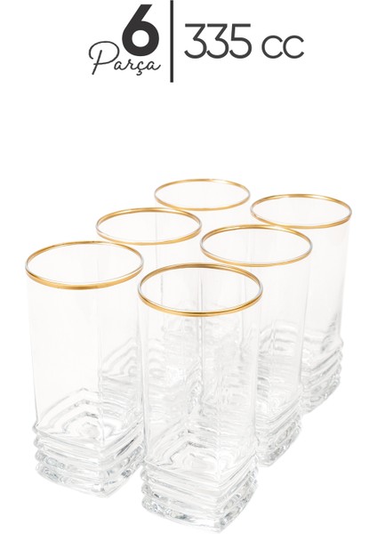 Yaldızlı 6'lı Uzun Kahve Yanı Su Bardağı Seti, 335 Cc, Şık ve Zarif Tasarım modelleri