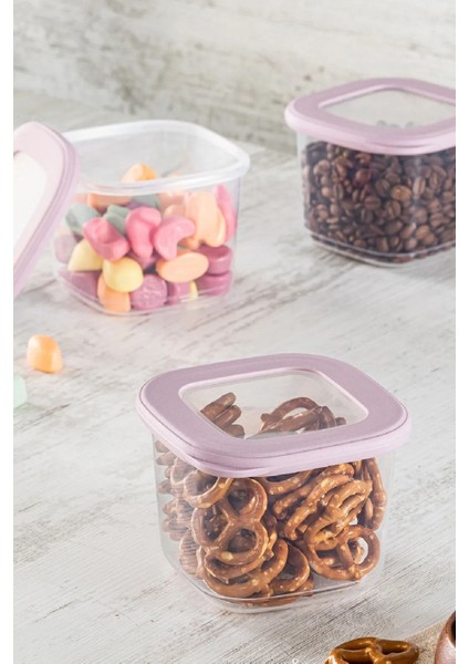 3'lü Pembe Küçük Saklama Kavanozu, 550 Ml, Pratik ve Şık Tasarım