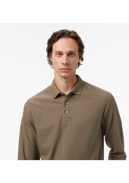 Erkek Kahverengi Classic Fit Uzun Kollu Polo Yaka T-Shirt K57351T.3BB fırsatları