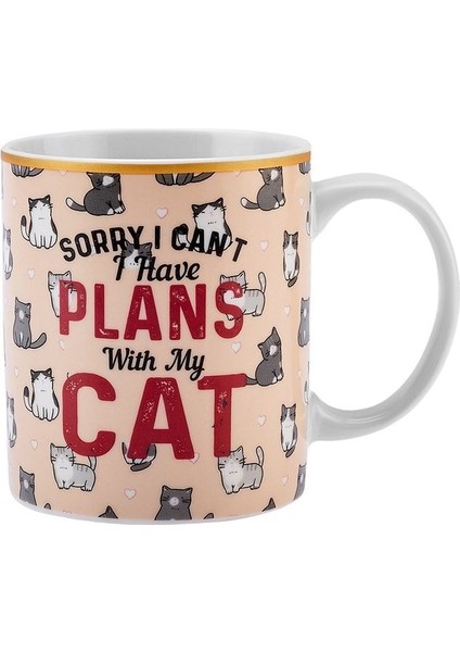 Renkli Kedi Motifli 360 ml Seramik Kupa, Sevimli ve Şık Tasarım fırsatları