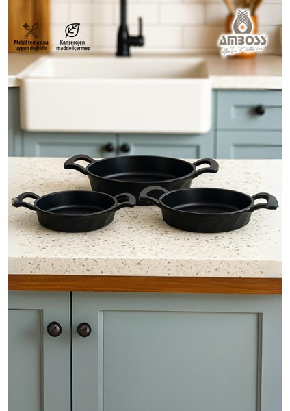 Vento 3 Parça Döküm Sahan Seti 18-20-22 cm