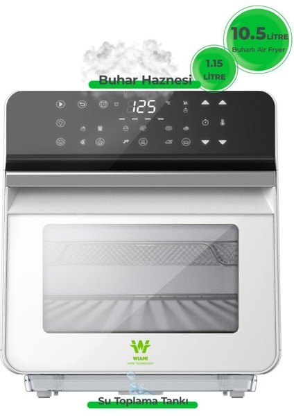 10.5l Buharlı Airfryer, Sağlıklı ve Modern Beyaz Tasarım, Hızlı ve Kolay Pişirme fiyatları