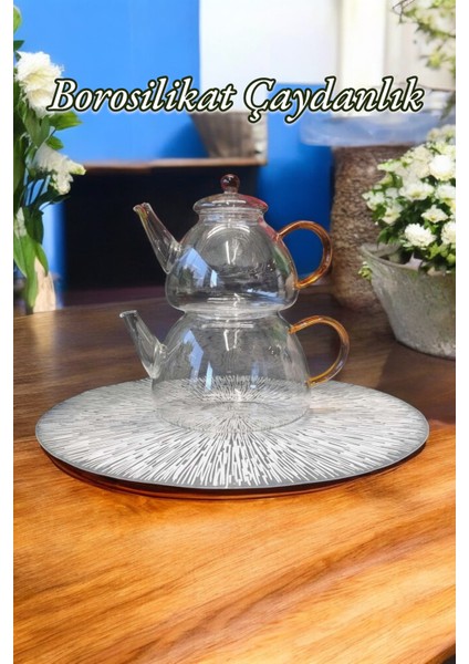 Renkli Kulplu Borosilikat Çaydanlık KW-340, Şık ve Dayanıklı Tasarım