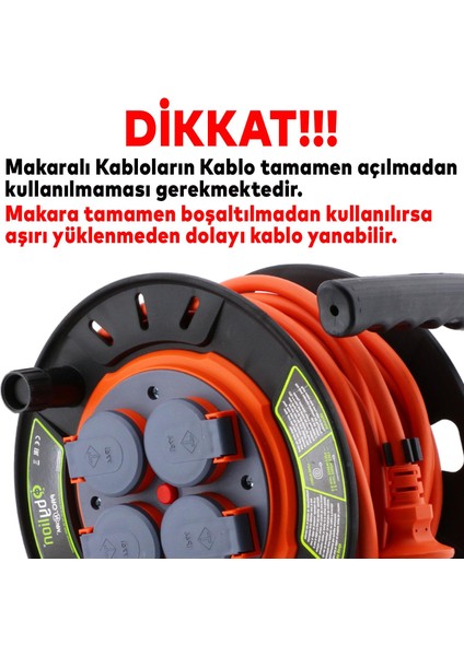 Küçük Makaralı Kapaklı Seyyar Kablo 4 Prizli Plastik Uzatma Kablosu 3x1.5 mm Cca Kablo 20 Metre fiyatları