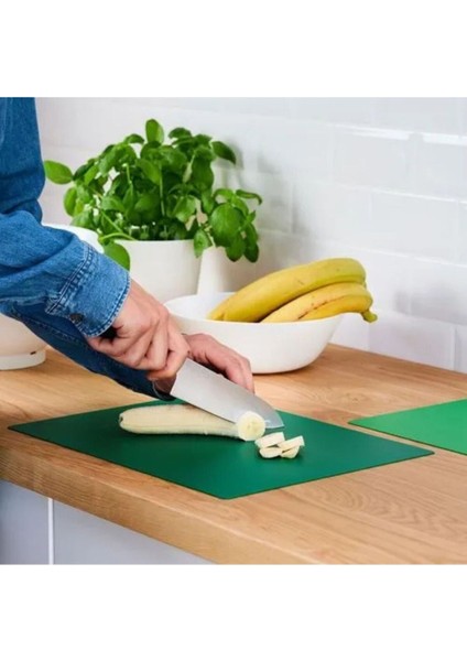 Yeşil Kesme Tahtası 28X36 cm 2'li Set ve Gri Bıçak Seti 2'li Paket modelleri