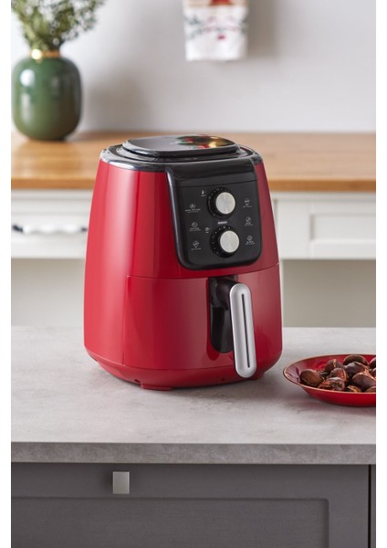 Kırmızı Airfryer Manuel Xl, 4 Kişilik, Sağlıklı ve Pratik Pişirme Cihazı indirimleri