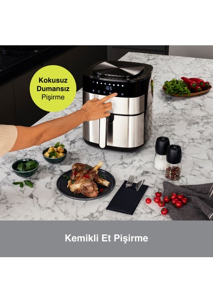 Siyah Uno Chefry 5l Sıcak Hava Fritözü, Sağlıklı ve Hızlı Atıştırmalıklar Için