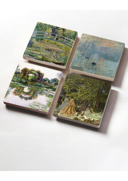 Çiçekli Kemer, Doğal Gün Doğumu, Göl Manzaralı Taş Bardak Altlığı Seti fiyatları