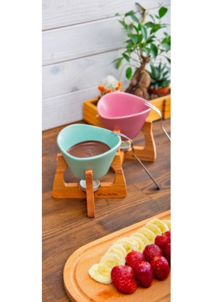 Pembe ve Yeşil Seramik Fondü Seti, Şık ve Kullanışlı Çiftliğiyle Keyifli Anlar