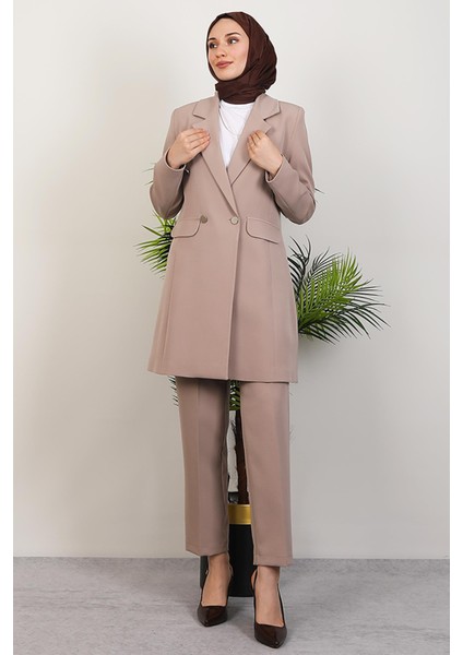 Blazer Ceket Takım Açık Vizon
