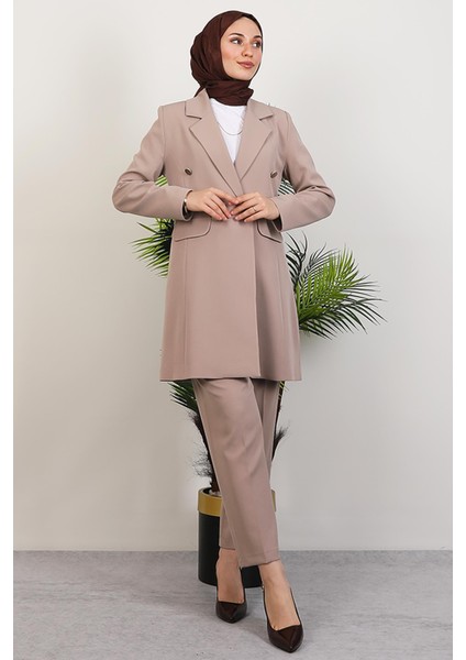 Blazer Ceket Takım Açık Vizon modelleri