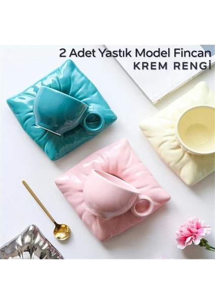Iki Adet Bej Kahve Fincanı, Minder Figürlü, 90 Ml, Şık ve Kullanışlı Set fiyatları