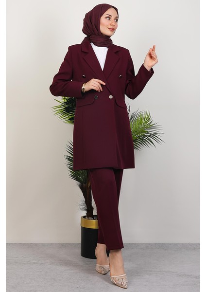 Blazer Ceket Takım Mürdüm