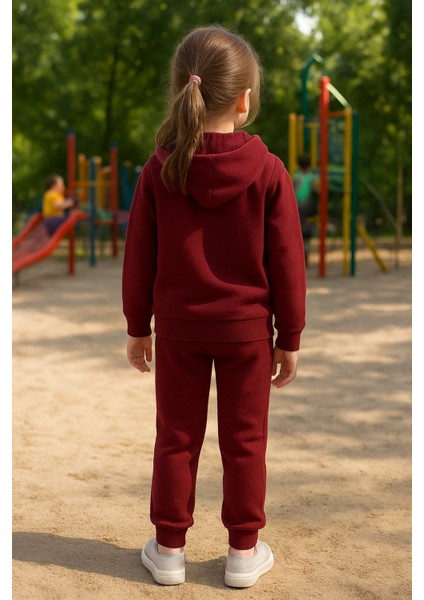 Kız Çocuk Kapüşonlu Eşofman Takımı (Sweatshirt + Alt) I Yazılı Eşofman Takımı Esnek Mevsimlik fiyatları