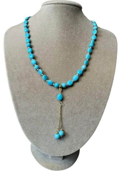 0709 El Yapımı Turkuaz Doğal Taş Kolye