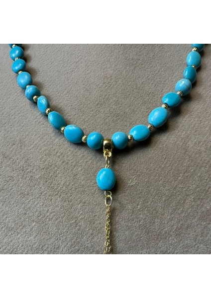 0709 El Yapımı Turkuaz Doğal Taş Kolye fiyatları