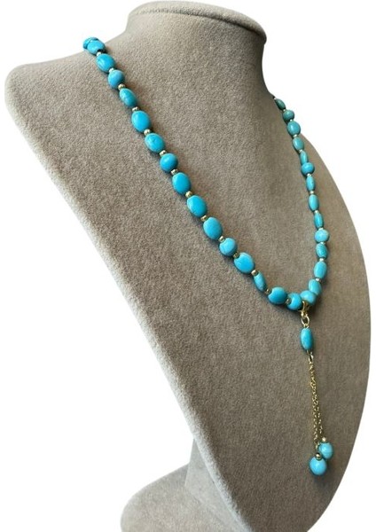 0709 El Yapımı Turkuaz Doğal Taş Kolye fırsatları