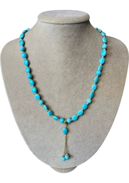 0709 El Yapımı Turkuaz Doğal Taş Kolye indirimleri