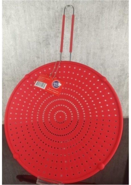 Kırmızı ve Beyaz Silikon Yağ Sıçratmaz, 32 cm Dayanıklı ve Kullanışlı Ürün