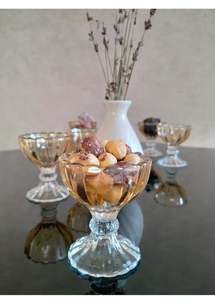 6 Adet Cam Ayaklı Gold Mini Lokumluk ve Şekerlik Seti, Şık Sunumlar Için modelleri