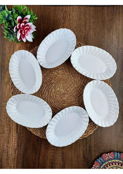 Seramik Kahvaltılık Çerezlik Takımı, 6'lı, Beyaz, 16X10,5X3,5CM