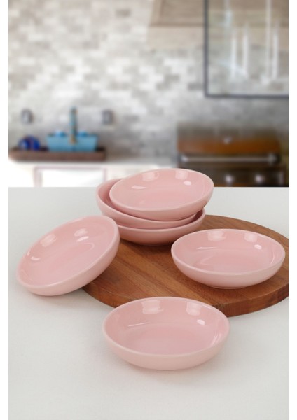 Açık Pembe Halka Çerezlik ve Sosluk Seti, 13 Cm, 6'lı Paket