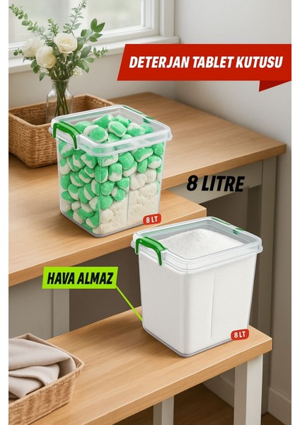 2'li Mega Boy 8 Lt Şeffaf Kilitli Deterjan Saklama Kabı, Güvenle Kullanım