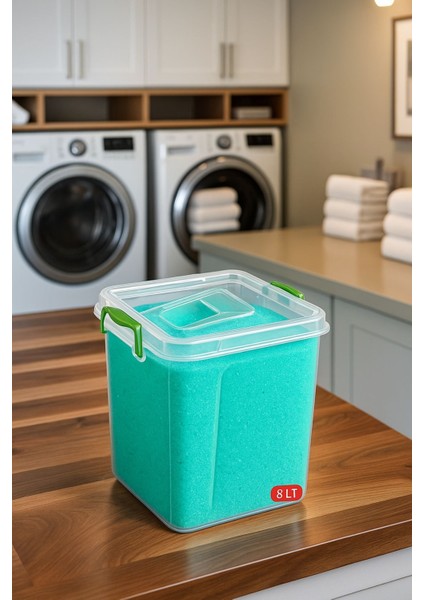 2'li Mega Boy 8 Lt Şeffaf Kilitli Deterjan Saklama Kabı, Güvenle Kullanım modelleri