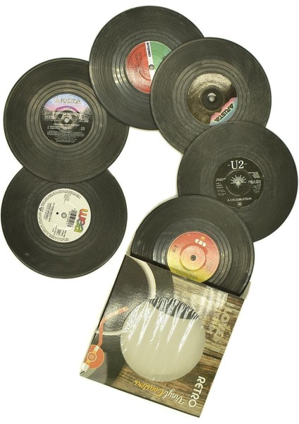 Retro Plak Tarzında Şık Bardak Altlıkları, Klasik ve Modern Uyum Sağlar.