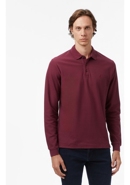 Erkek Bordo Classic Fit Uzun Kollu Polo Yaka T-Shirt K57351T.6BY