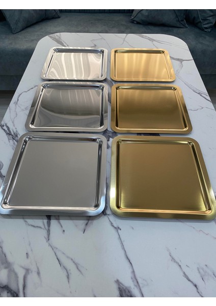 Şık Kare Paslanmaz Çelik Sunum Tepsisi, Çay ve Kahve Servisi Için 100% Kaliteli fiyatları