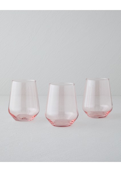 Pudra Renkli 3'lü Cam Bardak Takımı, 425 Ml, Şık ve Kullanışlı Tasarım