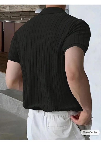 Erkek Kısa Kollu Yakalı Yakadan Düğmeli Triko Bluz fiyatları